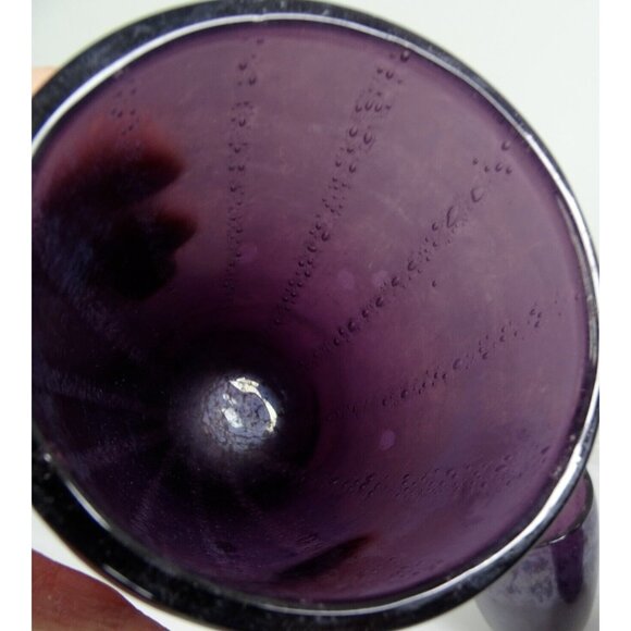 A Pair Vintage Deep Purple Amethyst Bubble‎ Hand Blown Glasses Highball - Picture 8 of 9